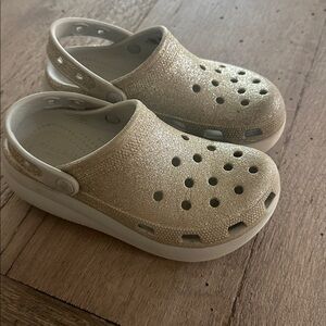 Girls Platform Glitter Crocs